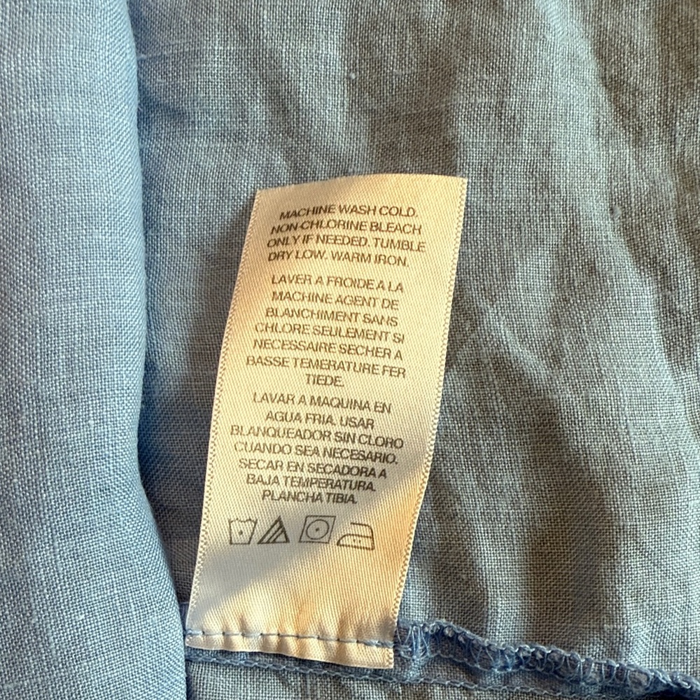 Velvet by Graham & Spencer Linen Sky Blue Top Blouse Small - Picture 12 of 12